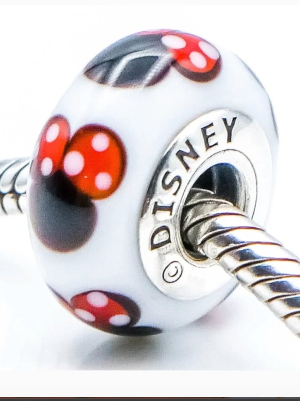 PANDORA 791634 Disney Classic Minnie Mouse Murano Glass Charm Retired Sterling S